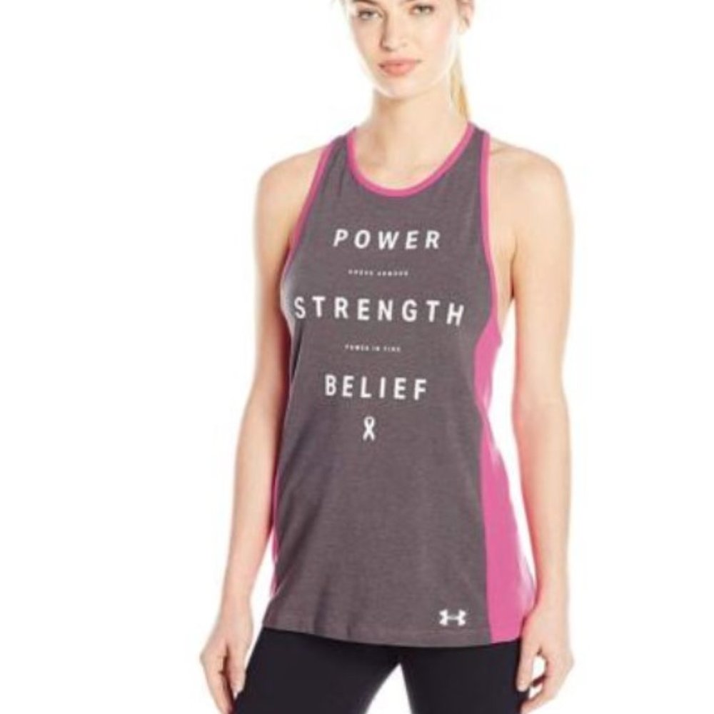 Under Armour Women's Power In Pink Inset Tank SIZE M NWT